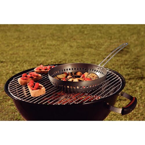Grelha Wok Furada 26cm em Alumínio Anodizado com Cabo Tramontina Churrasco