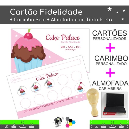 Cartão Fidelidade + Carimbo + Almofada Carimbeira