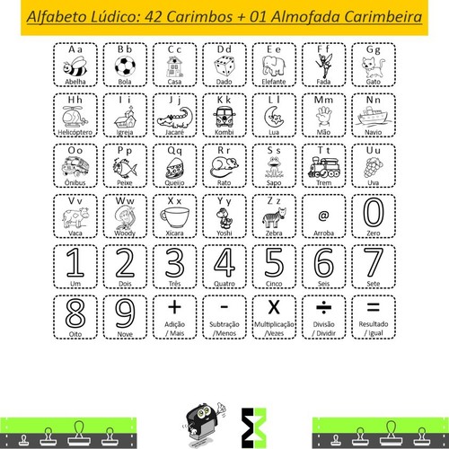 Kit Carimbos Alfabeto Ilustrado Lúdico