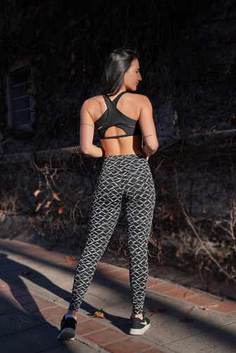 Calça Legging Modeladora Zero Transparência Jacquard Abstrato