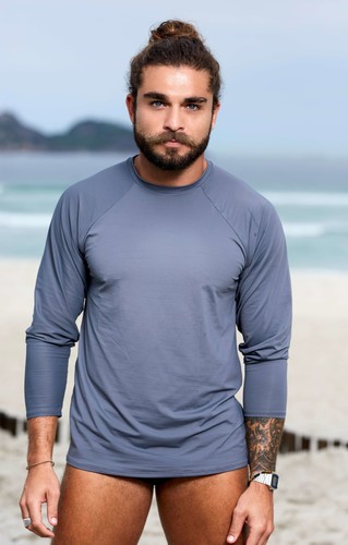 Camisa Proteção UV Masculina Cinza