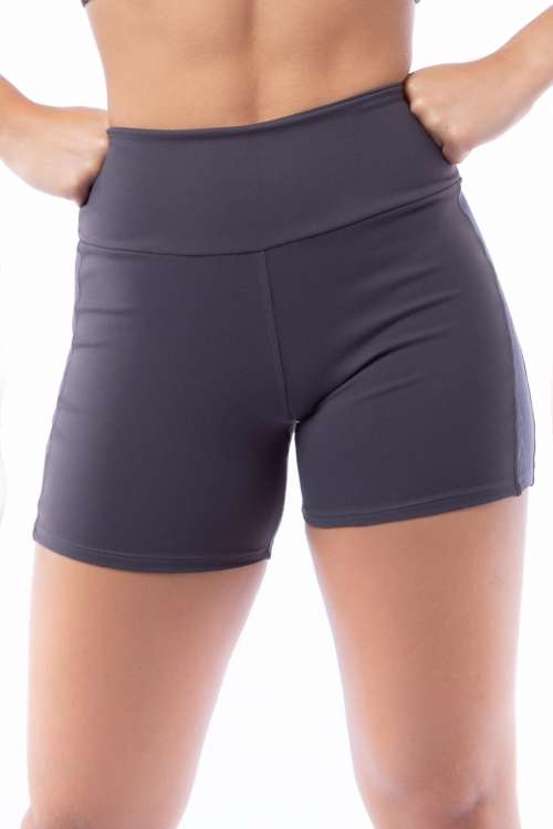 Short Poliamida Grafite com Detalhe Lateral