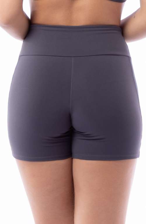 Short Poliamida Grafite com Detalhe Lateral