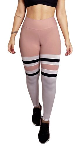 Calça Legging Poliamida Listras Pêssego