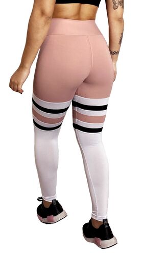 Calça Legging Poliamida Listras Pêssego