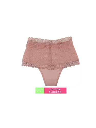 Calcinha Modeladora Cintura Alta com Renda Rosê Romance