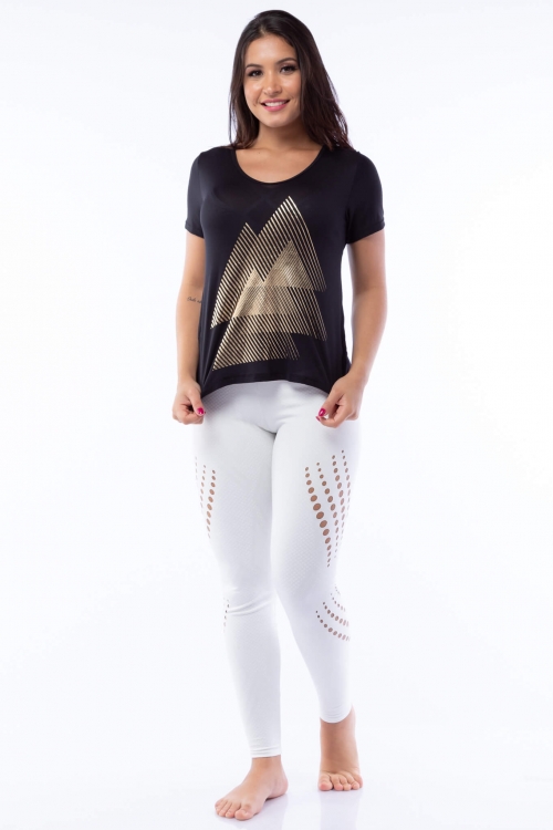 Blusa Poliamida Preta com Silk