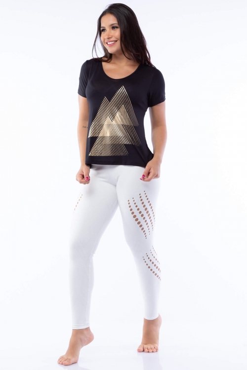 Blusa Poliamida Preta com Silk