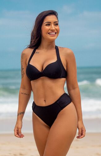 Conjunto Reforçado com Bojo e Calcinha Lateral Larga Preto