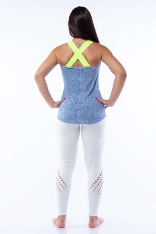 Regata Fake Jeans com Elástico Neon