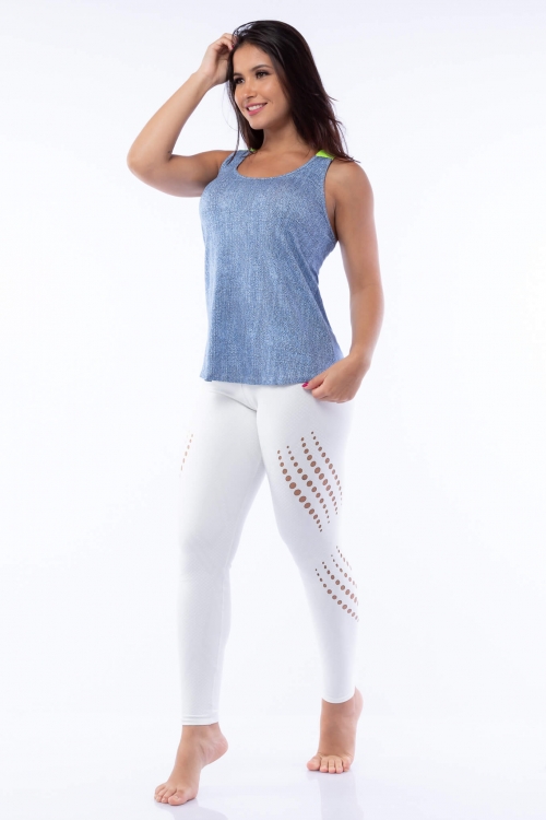 Regata Fake Jeans com Elástico Neon