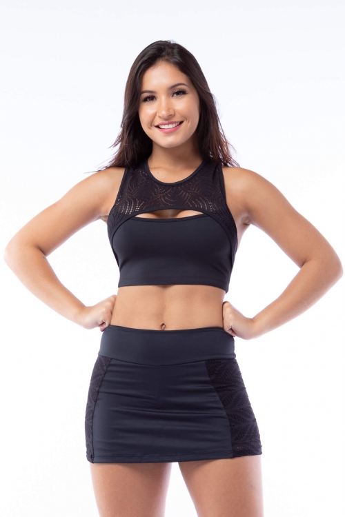 Short Saia Poliamida com Tela Caruaru Preto