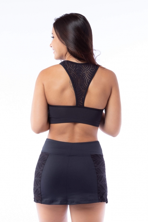Short Saia Poliamida com Tela Caruaru Preto