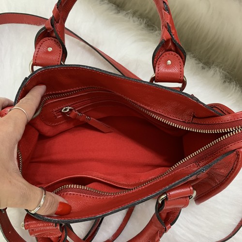 MINI BARCELONA Bolsa pequena couro legítimo vermelha
