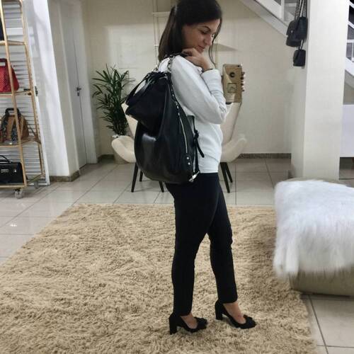 BOLSA - MOCHILA Bolsa mochila couro legítimo preta