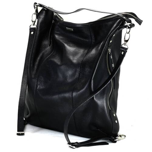 BOLSA - MOCHILA Bolsa mochila couro legítimo preta