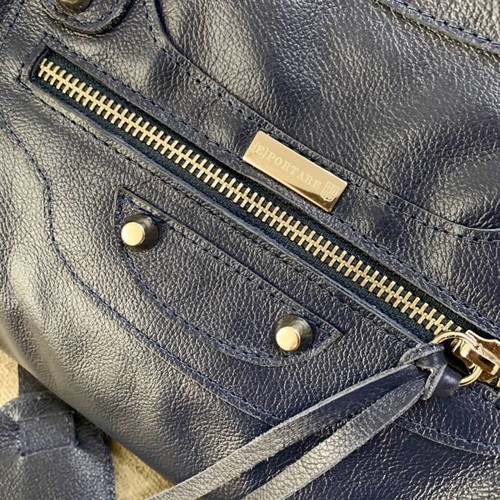 BARCELONA TRADICIONAL Bolsa média couro legítimo azul marinho