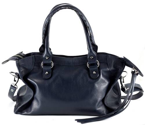 BARCELONA TRADICIONAL Bolsa média couro legítimo azul marinho
