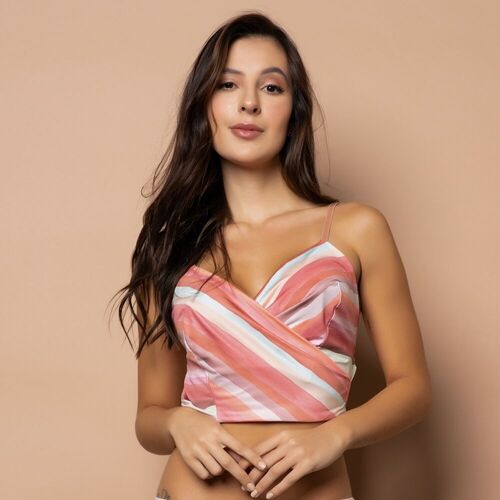 Cropped Sem Bojo Transpassado Tie Dye Vermelho