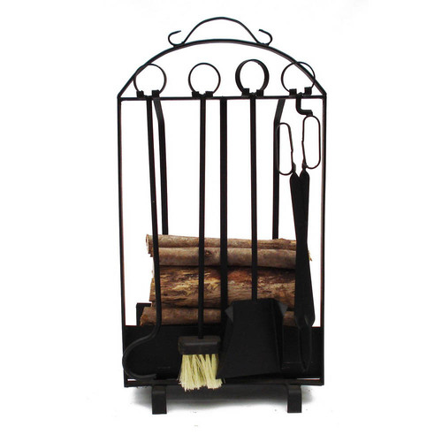Kit de Limpeza Com Porta Lenha - Preto