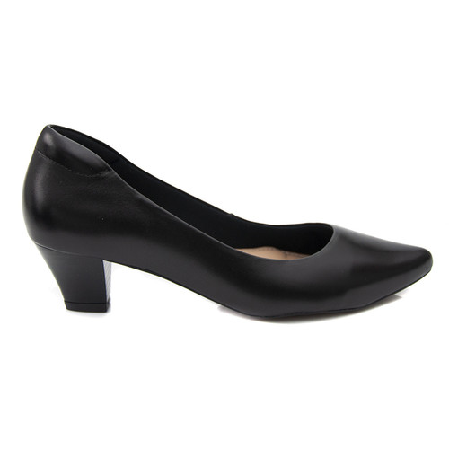 Scarpin Pattini Comfort em Couro Liso Preto