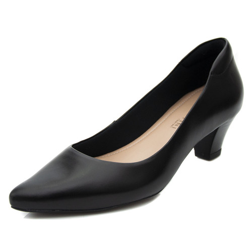 Scarpin Pattini Comfort em Couro Liso Preto