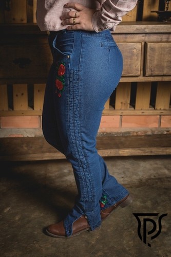 Bombacha Feminina Jeans com Favo Floral