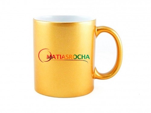 Caneca Dourada de Porcelana Personalizada do seu Jeito