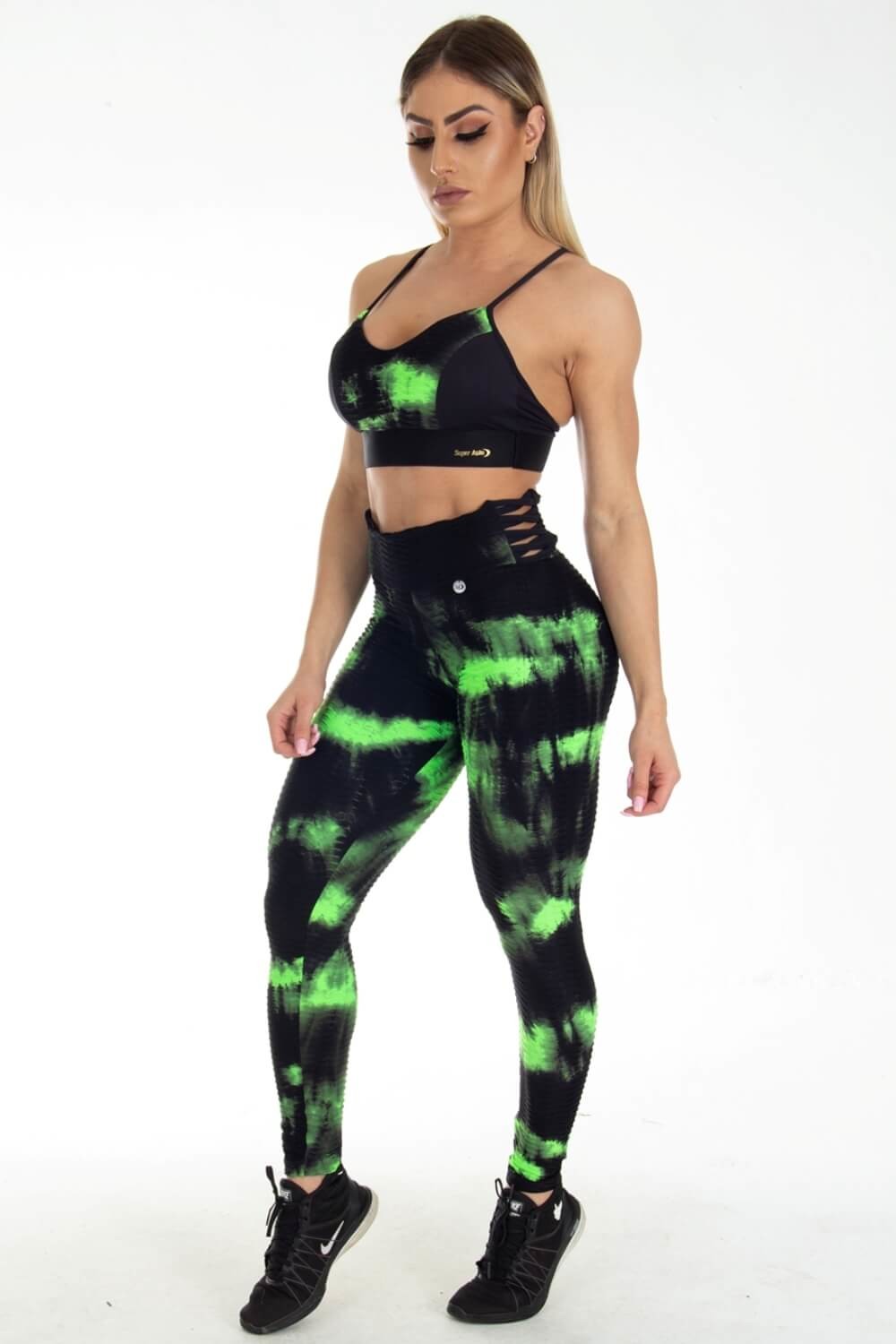 Top Fitness Tie Dye Verde e Preto