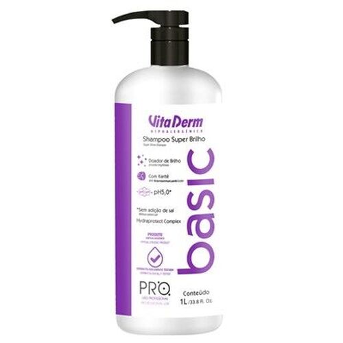 Vita Derm Pro Basic Shampoo Super Brilho 1 Litro